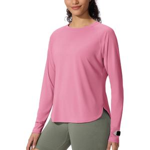 Women's Sun Shirts UPF 50+ Long Sleeve Uv Protection Shirts Lightweight Quick Dry SPF Clothing Outdoor Hiking Tops (Pink, S)