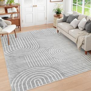 Lahome Abstract 8x10 Area Rugs for Living Room, Non Slip Bedroom Rug 8x10 Under Bed, Soft Grey Ultra-Thin Accent Carpet for Dining Room Office(8x10ft,Gray) (8' x 10', Grey/White)