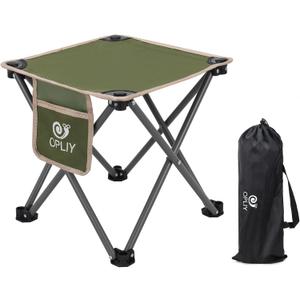 Opliy Camping Stool, 13.5 inch Folding Small Chair Portable Camp Stool for Camping Fishing Hiking Gardening and Beach, Camping Seat with Carry Bag (Green)