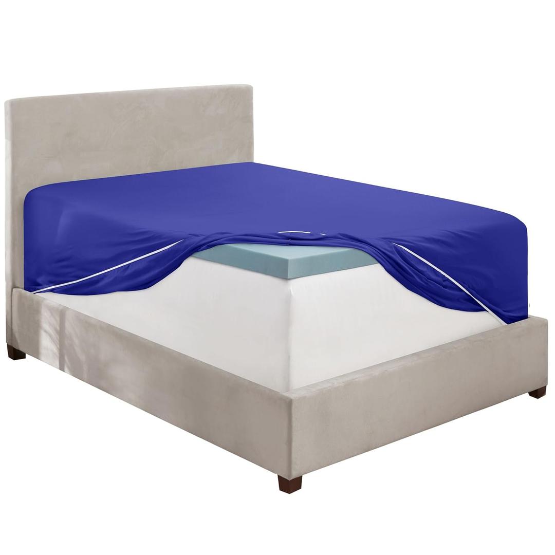 Hearth & Harbor Extra Deep Pocket King Fitted Sheet - Fits 18 to 24 Inch Mattress  Ultra Soft 1800 Microfiber, Wrinkle-Free & Breathable  Hotel Luxury Fitted Sheet Only, Royal Blue