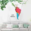 Shrahala Colorful Map Tapestry Wall Hanging for Kids Student, Map of Latin America Countries Abstract World Map Educational Tapestry for School Classroom Dorm Room Bedroom 59.1"L x 39.4"W,White