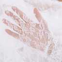 B-COOL White Lace Tablecloth 60 X120 Inches Rectangle Vintage Embroidered Bridal Wedding Tablecloths Sheer Overlay for Rustic Outdoor Party Reception Home Decor
