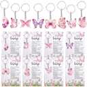 Landical 50 Sets Butterfly Baby Shower Party Favors A Message From The Bump Keychains Thank You Card Decorations for Gender Reveal Guest Gift