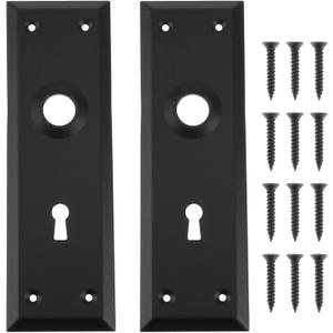 Create idea 2 Pack Matte Black Door Escutcheon Mortise Door Knob Cover Plate 180 * 58mm for Key Mortise Locksets