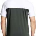 Rouen Polo Shirts for Men Quick Dry Regular Fit Casual Color Block Chest Print Active Short Sleeve Collared Mens Golf Shirt (X-Large, Olive Green)