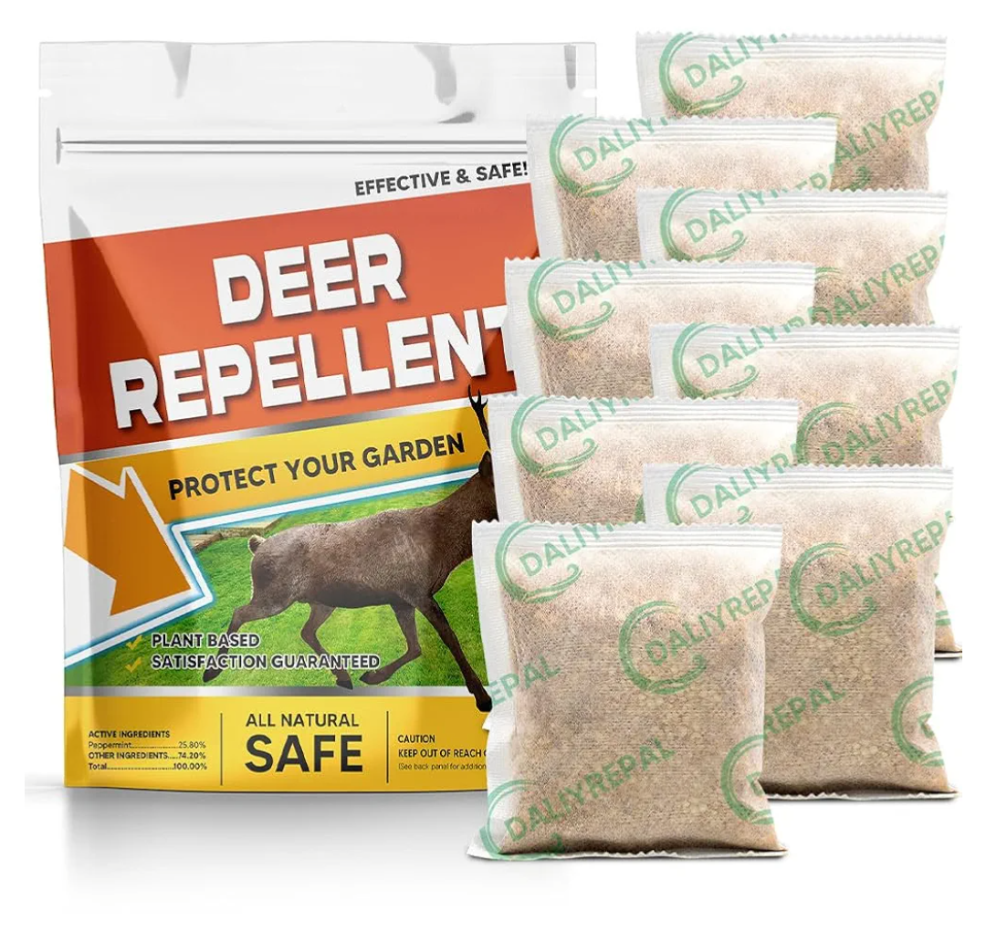 Deer Repellent for Plants, Rabbit Repellent Outdoor, Deer Away Repellent Outdoor, Rabbit Deterrent, Deer Deterrent for Trees, Deer Repellant Yard (1.1 Ounce (Pack of 8))