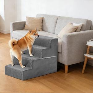4-Step Dog Stairs for Large Dogs and Cats, 18in H Dog Steps for Couch, Sofa, Chair, Non-Slip Sturdy Pet Steps, Pet Ramp for High Bed Indoor