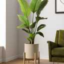 LE TAUCI 12 Inch Pot for Plants, Ceramic Planters for Indoor Plants, Mid-Century Modern Cylinder Flower Pots with Drainage Hole, Fits Fiddle Leaf Fig & Monstera, Home Decor, Sand Beige