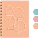 2 x Rileys & Co 2025 Deco Weekly Planner - Annual Weekly & Monthly Agenda Planner, Jan - Dec 2025, Flexible Cover, Notes Pages, Twin-Wire Binding (6 x 8-Inches, Peach)