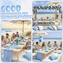 Beeveer 91 x 71 Extra Large Outdoor Boho Picnic Blanket with Table Runner Light Blue, 6 Throw Pillow Covers 6 Napkins Woven Cotton Yarn Oversize Beach Blanket Washable Picnic Camp Wedding