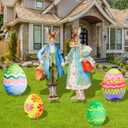 6 Pack Easter Yard Signs Vintage Bunny Couple & Colorful Easter Eggs Corrugated Plastic Lawn Signs Outdoor Spring Decor for Lawn, Patio, Egg Hunt Party