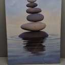 QIXIANG Zen Canvas Wall Art Zen Stone Painting Prints Spa Meditation Painting Artwork for Spa Yoga Room Bathroom Wall Decor Frame (24.00" x 36.00", Zen 1)