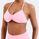 VOYJOY Impact Strappy Bra Sports Bras for Women Basic Crop Workout Sexy Tank Gym Yoga Bra (Pink, XL)
