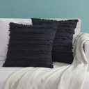GIGIZAZA Decor Throw Couch Pillow Covers,24"x24" Cotton Black Sofa Pillows,Square Sofa Cushion Covers Linen