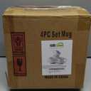 GBHOME 12OZ Stackable Coffee Mugs, Ceramic Coffee Mugs with Texture Patterns for Man,Woman,Dad,Mom, Modern Coffee Mugs Set of 4 for Latte/Cappuccino/Cocoa. Dishwasher&Microwave Safe, Off White