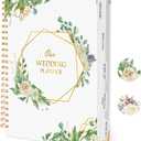 Wedding Planner Book and Organizer for the Bride, 9x12" Wedding Planning Book with 5 Tabbed Sections, Pockets, Checklists, Calendars, Countdown, Metal Corner, Engagement Gifts for Couples, Floral