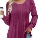 BETTE BOUTIK Long Sleeve Shirts for Women Fall Tops Dressy Blouses Crewneck Tunic Tops for Leggings S-3XL (Red, S)