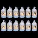 12-Pack Mini Moroccan Lanterns with LED Candle for Ramadan, Wedding, Festivals, Small Decorative Lanterns Shatterproof for Baby Shower & Table Centerpiece, Ornament, Party Decor, White