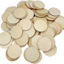 120 Pcs Unfinished Wood Circle Coins, 2 Inch Natural Wood Slices, Disc Blank Natural Ornaments for Decoration DIY Craft Art Supplies (Round 2 x 2 x 0.12 inches)
