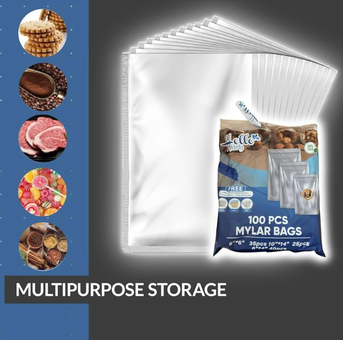 15 PC Mylar Bags For Long Term Food Storage with Oxygen Absorbers