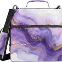 Purple Marble Waterproof Zipper Binder with Shoulder Strap, 3-Ring Trapper Keeper with Lay-Flat Design and Multiple Compartments for School & Office, Adults & Kids