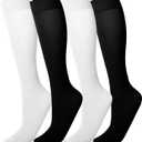 MANZI Women's Knee High Socks 40 Denier Ladies Nylon Semi Opaque Trouser Socks 4 Pairs Knee Stockings (2 Pairs Black+2 Pairs White)
