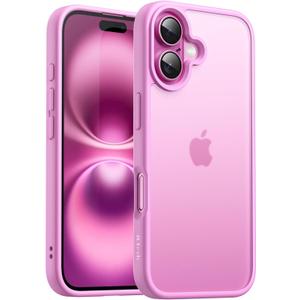JETech Matte Case for iPhone 16 Plus 6.7-Inch, Shockproof Military Grade Drop Protection, Frosted Translucent Back Phone Cover, Anti-Fingerprint (Pink)