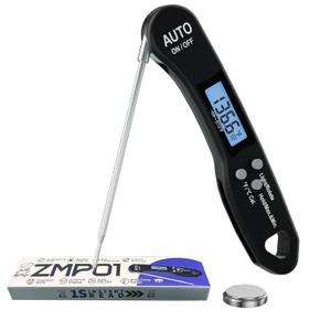 Instant Read Meat Thermometer, 1.2s Fast Read, 1F Accuracy, -58F to 572F, 4.4" Foldable Probe, 0 C Calibration, Min/Max (Session), Auto-Rotating Backlit Display, F/C, Magnetic Back, Auto-Off