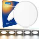 15.8in Ultra Thin Hardwired Flush Mount Ceiling Light, 32W 3520LM Dimmable, 5CCT 2700K-6500K Selectable, Edge-Lit LED Fixtures for Bedroom Kitchen Hallway Laundry, White