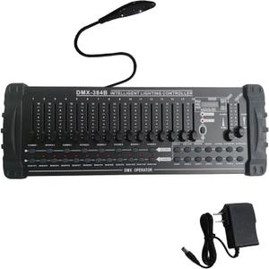 384 Channel DMX512 Controller, 8x30 Scenes DJ Controller, DMX Light Fixture Controller for DJ Lights Bar Nightclub Stage Lighting Console