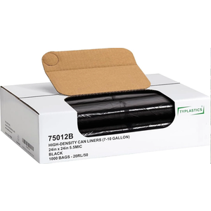 TYPLASTICS Trash Can Liner Wholesale 1000 Count Black Garbage bags on Perforated Roll 710 Gallon Multipurpose for Office Bathrooms Business Home Commercial and Industrial Needs 24" x 24"