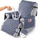 TAOCOCO 100% Waterproof Recliner Covers, Recliner Sofa Covers with Leg Straps, Reversible Recliner Couch Cover for Reclining Chair, Washable Couch Protector for Pets Kids(1 Seater 22", Bluish Gray)