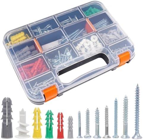 Haespot 370-Piece Multi-Functional Drywall Anchor and Screw Kit, 6 Different Size Anchor with Wood Screws, Durable Plastic Anchors, Easy-Install, Self-Tapping Screws