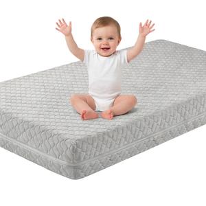 Crib Mattress, Dual-Sided Breathable Baby and Toddler Memory Foam Mattress with Removable and Washable Cover, 100% Knitted Fabric, Fits Standard Cribs and Toddler Beds, 52" x 28" x 5", Grey