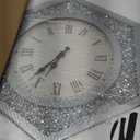 Large Wall Clock for Living Room Decor Crystal Crush Diamond Mirrored Sparkle Twinkle Bling Modern Wall Clock Big Silver Mirror Home Decorative 20 inch Silent Clock for Indoor Decor