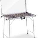 Aluminum Trade Show Display Case 34in x 22in x 20in Portable Laptop Case Foldable Locking Card Display Shelves Stand for Sports Cards Jewelry Collectible Cards Handicrafts