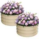 ZXZYHFTY Round Galvanized Raised Garden Bed kit,White Outdoor Garden Raised Planter Box, Round Large Metal Raised Garden Beds for Vegetable 2 * 2 * 1ft 1 Piece