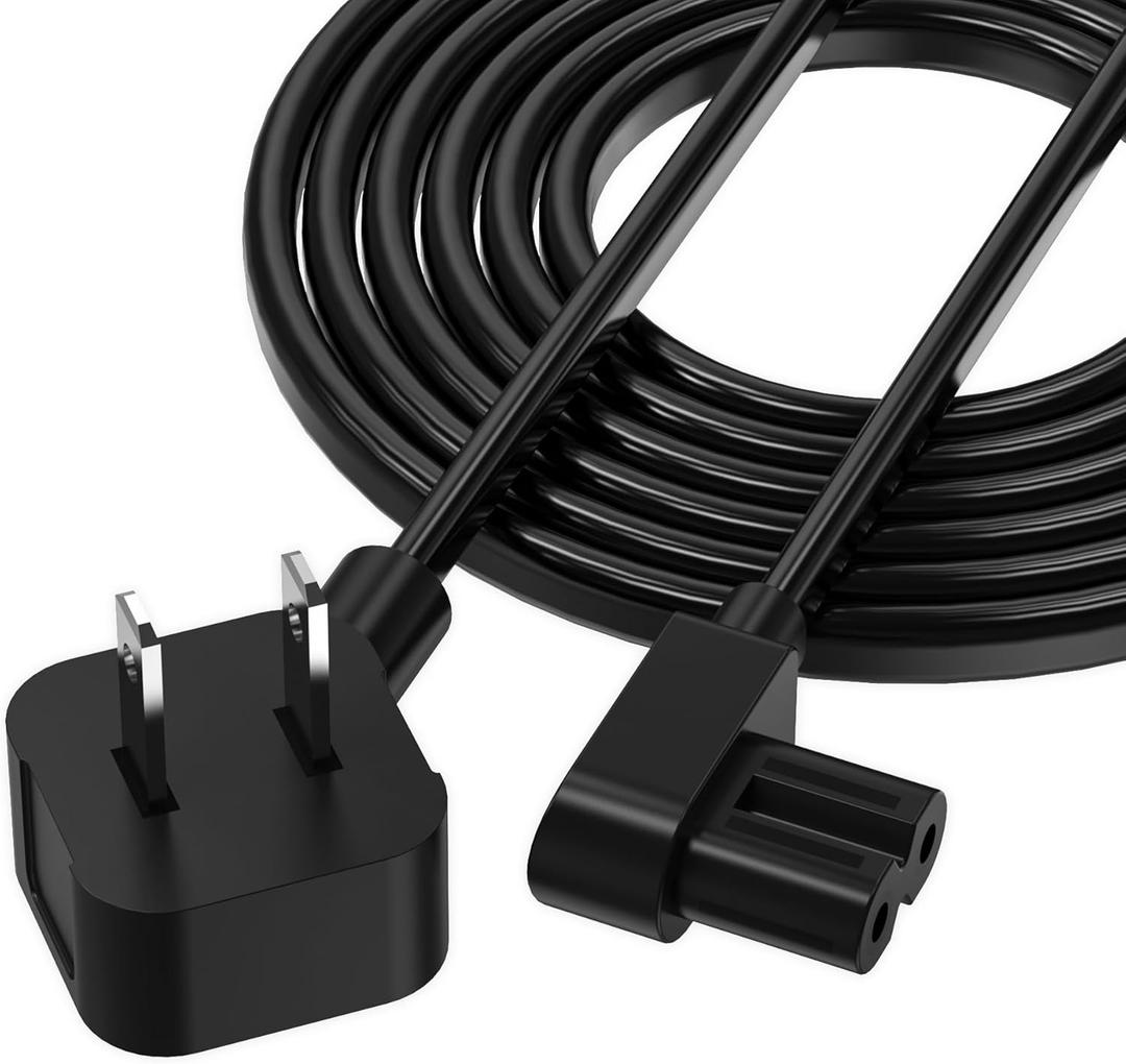 AGVEE 5ft TV Power Cord, 90 Degree Angled L-Shaped UL Listed 2-Prong AC Power Cable IEC C7 C8 Compatible with Samsung LG Sony Insignia Apple TV LCD LED, Vizio Roku JBL Partybox, Black