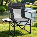 2 Pack Oversized Camping Chair Directors Chairs with Side Table