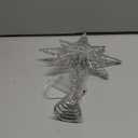 Christmas Tree Topper 13.5 Silvery Star Tree Toppers with 20 LED Lights for Christmas Tree Decorations, Xmas Tree Top Ornament for New Year Holiday Home Office Indoor