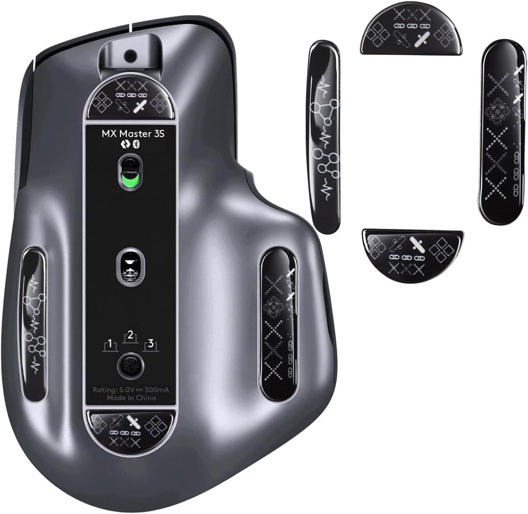 immoenuc Glass Mouse Skates for Logitech MX Master 3/3s Mouse Feet Pads Smooth Durable Slim 2.5D Curved Edge Mice Replacement Accessories (Printing Pattern)