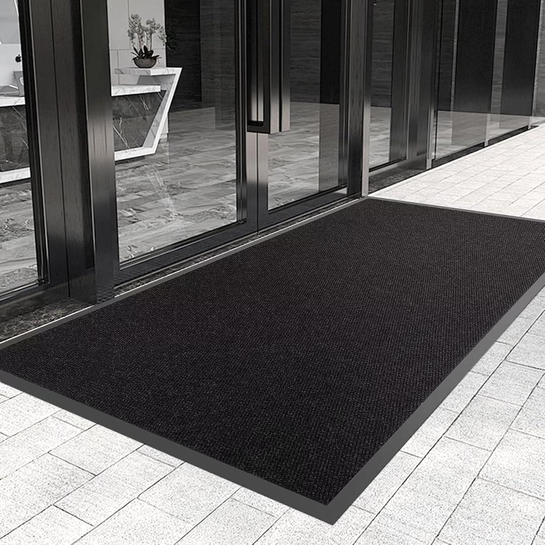 Commercial Front Door Mat 36" x 60" Custom Size,Heavy Duty Waterproof Doormat for Entrance, Rubber Backing Low Profile Indoor Outdoor Mats (Black Pebble)