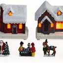 MerryPulse Christmas Village Sets, 12 Pcs Christmas Village Houses with Figurine Accessories Town Building Collection Decoration