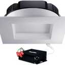 Goodlite 6-inch LED Regress Square Slim - Recessed Downlight, Multi-Watt 10-18-28W, 120-277V, CRI 90+, Wet & ETL, Triac & 0-10V Dimming, 950-1750-2750 Lumens, 5CCT 27K-30K-35K-41K-50K, 1ct (G-20246)