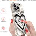 Hungo Compatible for iPhone 15 Pro Case Cute Clear with Design, Girly for Women Girls Transparent Black Grey Hearts