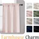 OWENIE Blush Pink Cafe Curtains 36 Inch Length 2 Panels Set, Light Filtering Textured Short Kitchen Curtains Over Sink, Small Window Curtain Tier for Cabinet Bathroom RV Camper Basement, 30"W by 36"L