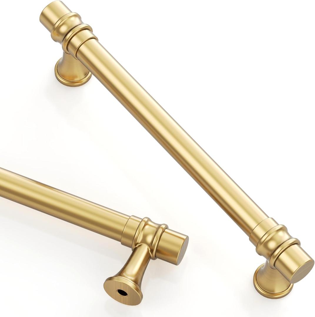 Asidrama 10 Pack 5 Inch(128mm) Champagne Bronze Cabinet Pulls Kitchen Cabinet Handles Champagne Cabinet Drawer Hardware for Cupboard