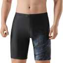 Angel season Swim Jammers for Men Quick Dry Athletic Compression Training Swimsuit Durable Chlorine Resistant Swim Short Drak Black (Black, M)