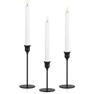 Ohtomber Taper Candle Candlestick Holders - 3PCS Black Metal Pillar Candle Sticks Holder Decor, Vintage Decorative Centerpiece Table Candlesticks Decor for Wedding Fireplace Mantel, Housewarming Gift