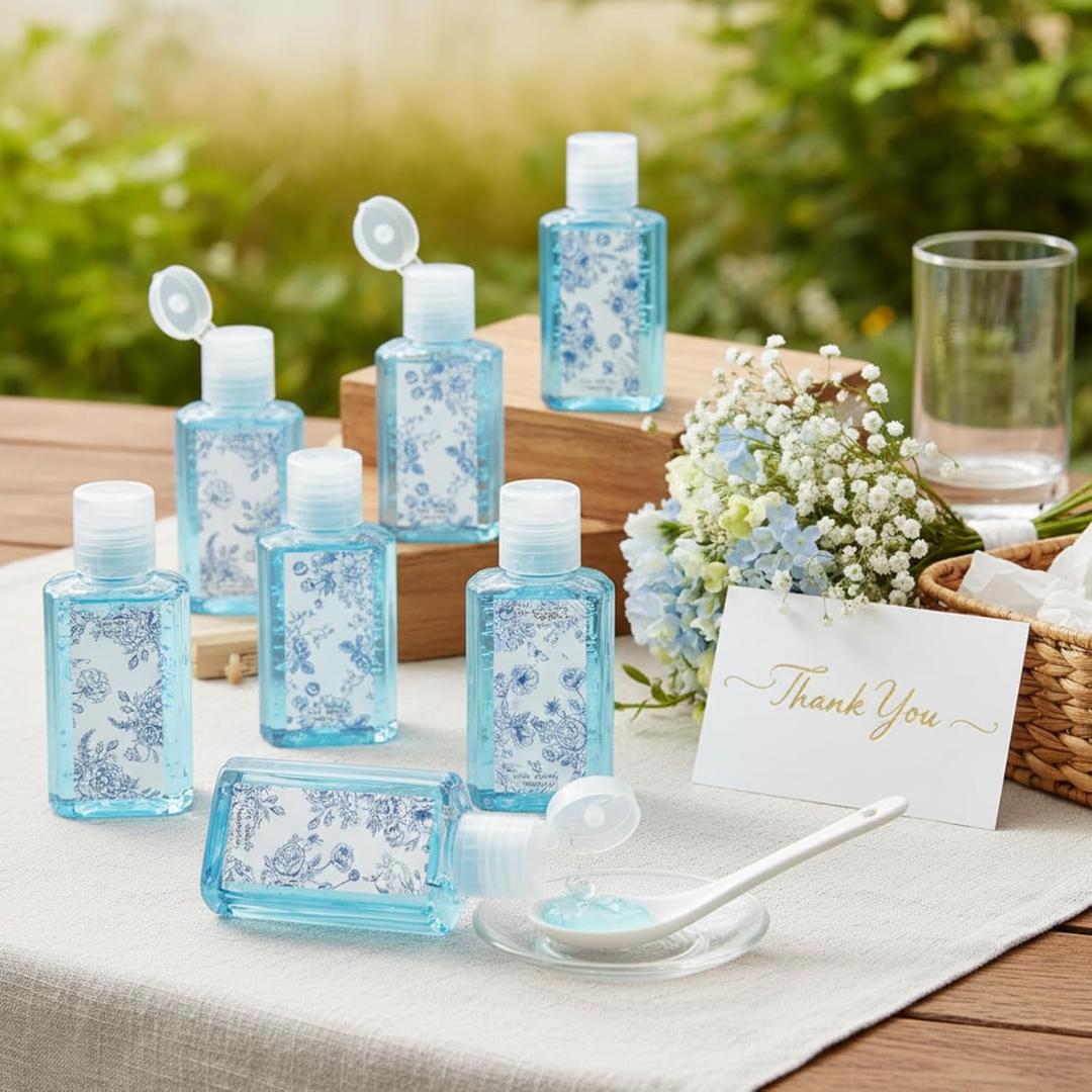 Demissle 30 Pcs Blue and White Flower Mini Aloe Vera Gel Bulk Wedding Favors for Guest Chinoiserie 1oz Travel Size Aloe Vera Gel Gift for Wedding Something Blue Bridal Baby Shower Thank You Gift Favor